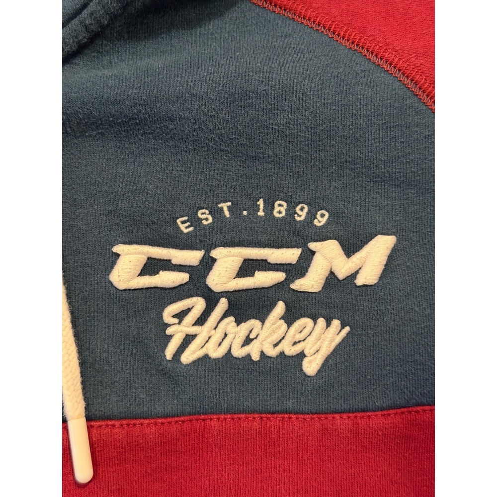 CCM Hoodie Mens 2XL Burgundy Navy CCM Hockey Full Zip Fleece Colorblock - Picture 3 of 10